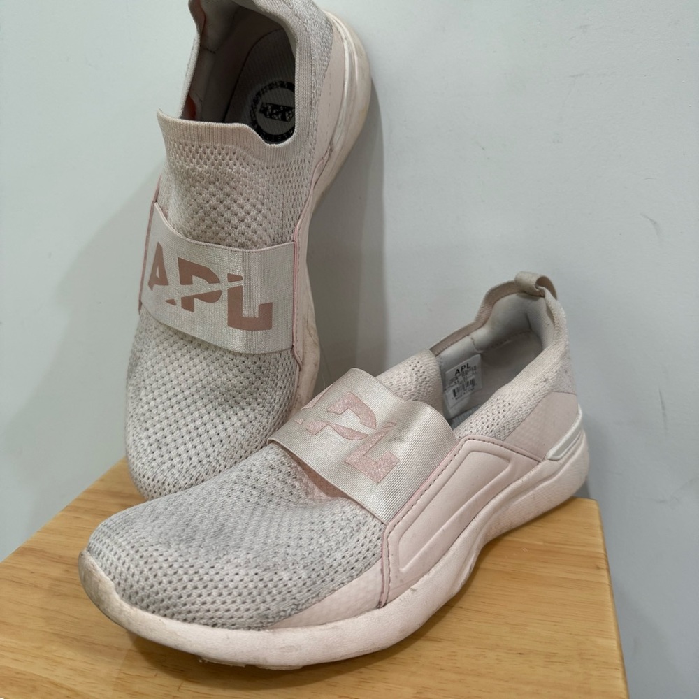 APL Women's Light Pink and White Slip-On Sneakers